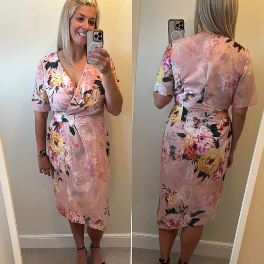 Gina Bacconi pink floral dress size 14 brand new with tags RRP £200