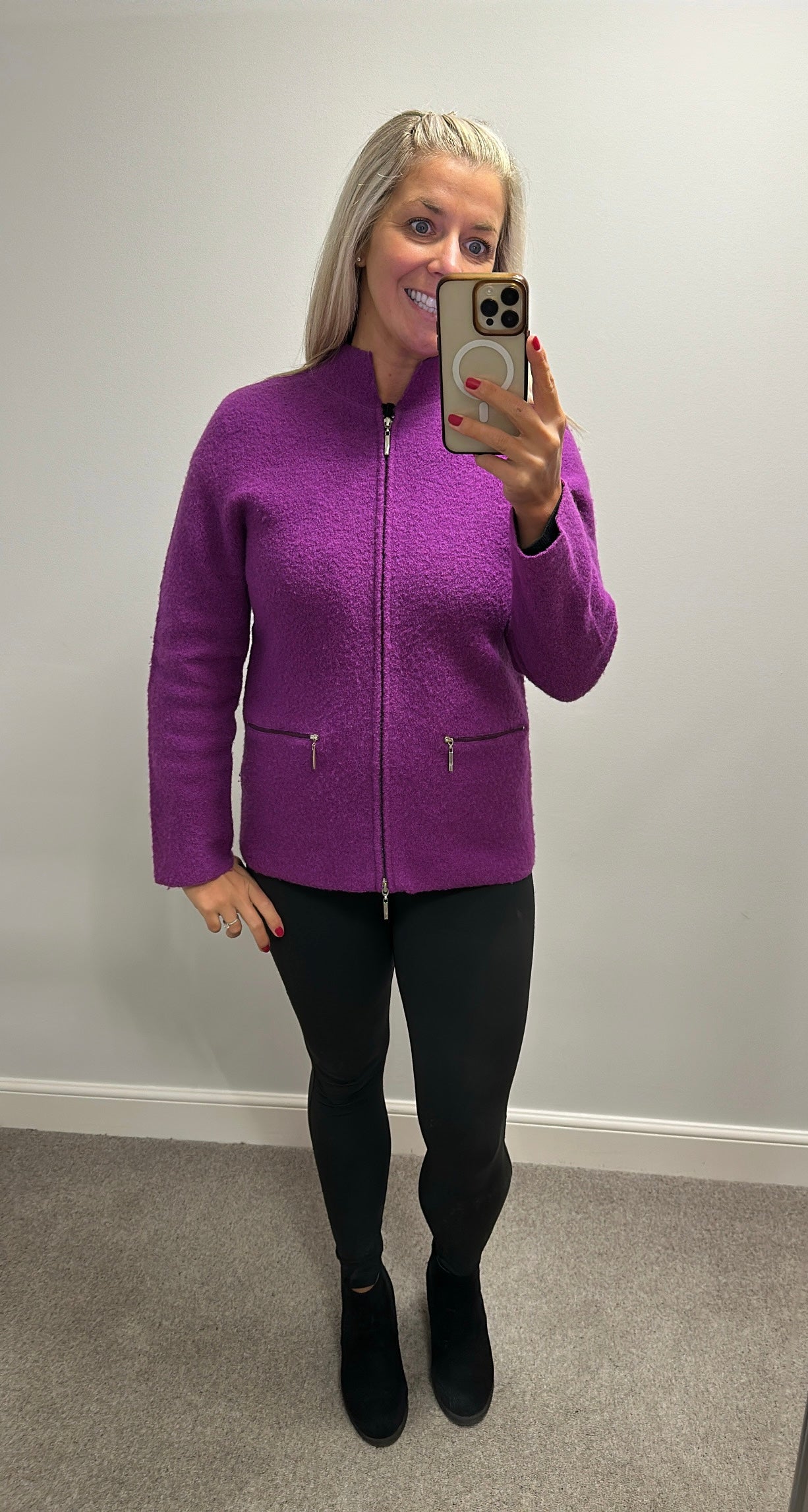 Alexandra Bartlett purple wool cardigan size M Would fit upto size 12