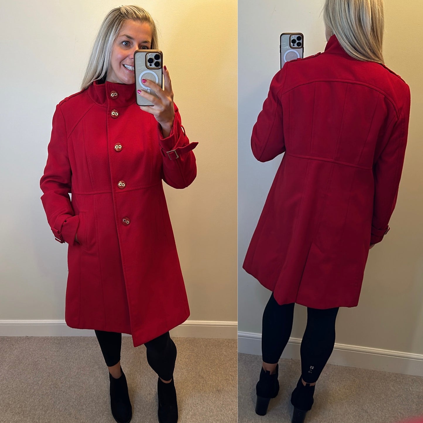 Wallis red long line jacket size 18