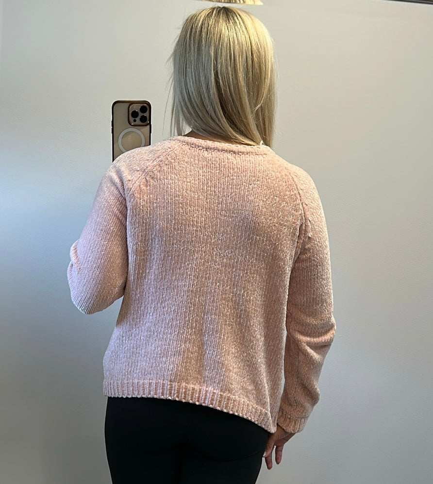 Wild flower baby pink velvety pearl knit jumper size S/M would fit upto size 14