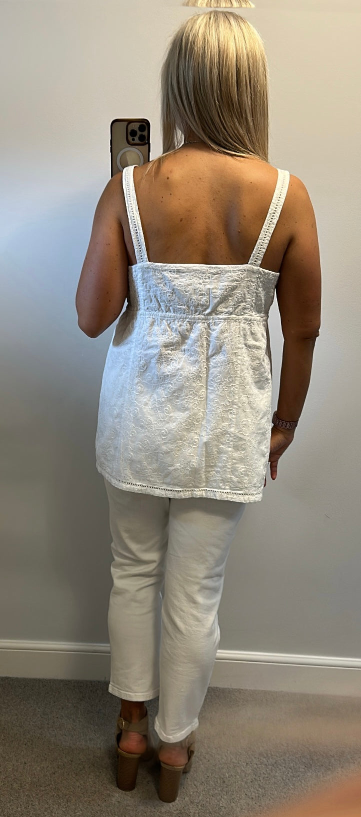 Fat Face white embroidered top size 18