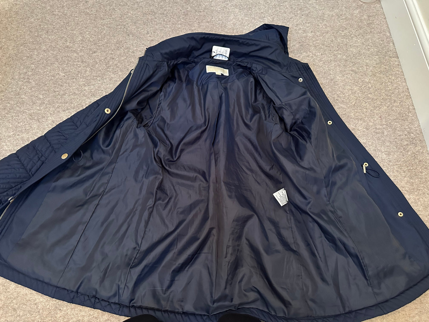 Michael Kors navy quilted jacket size M fit upto small size 14