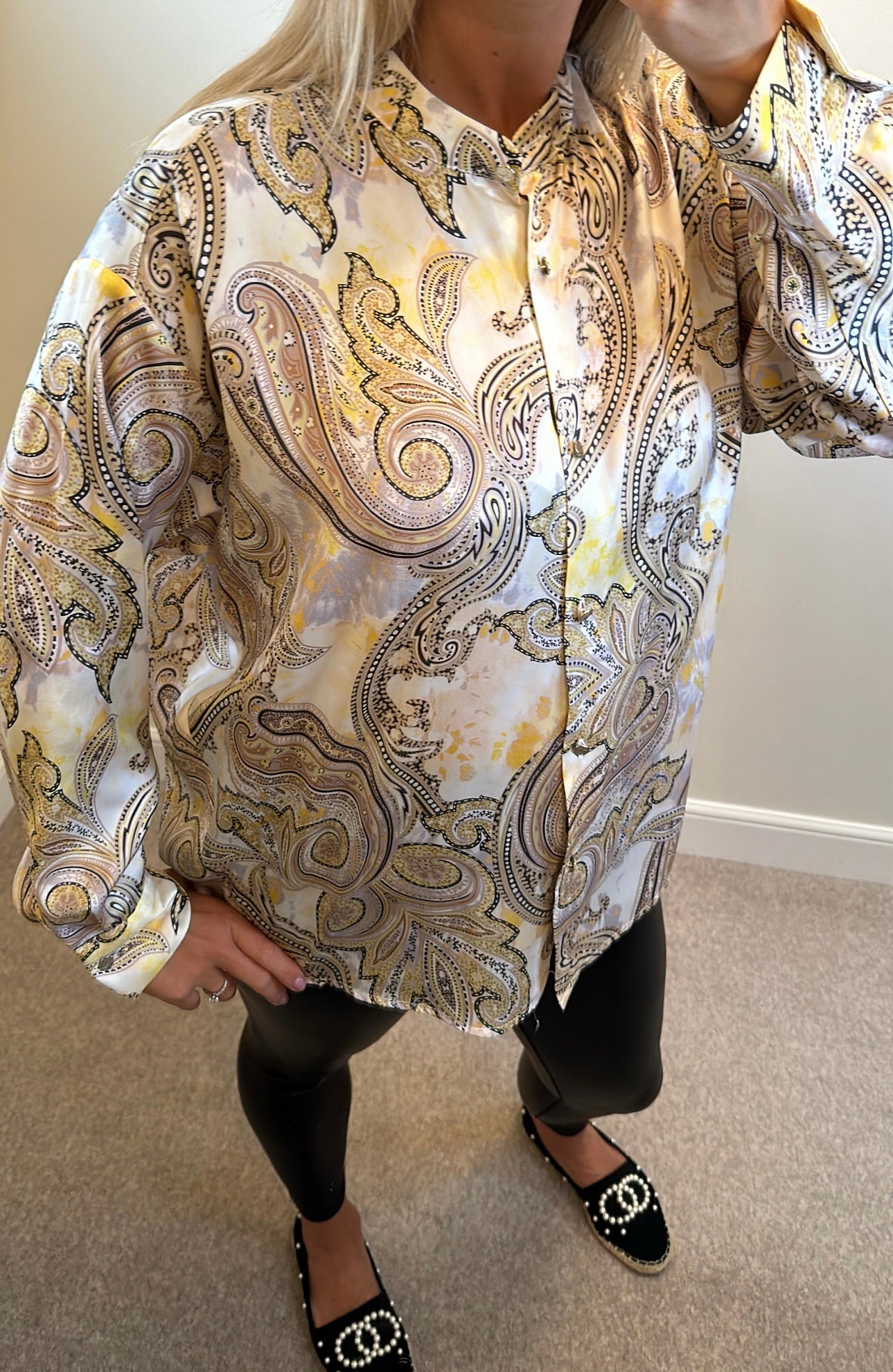 River island silk style paisley shirt size 14