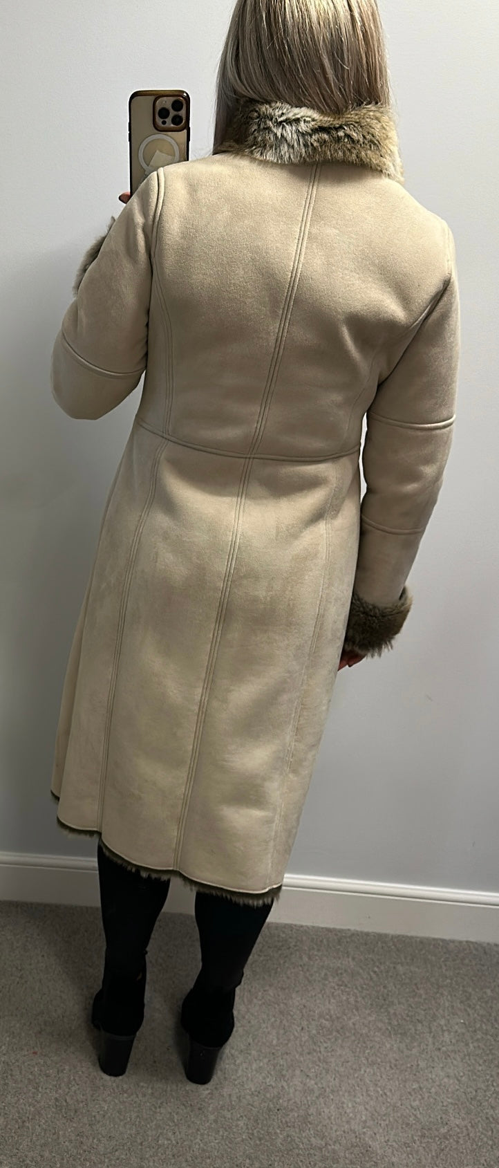 Next cream faux fur lining jacket size 12