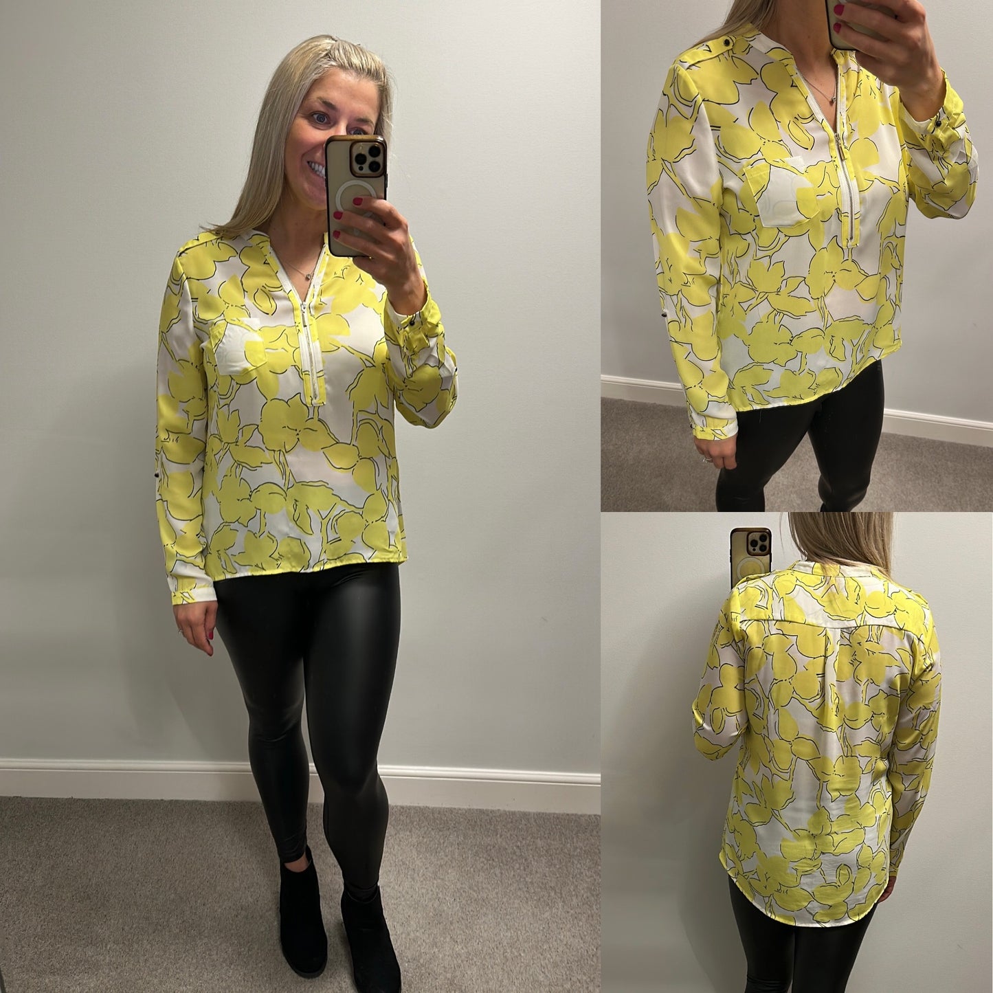 Rope collection yellow floral blouse one size fitting upto size 12
