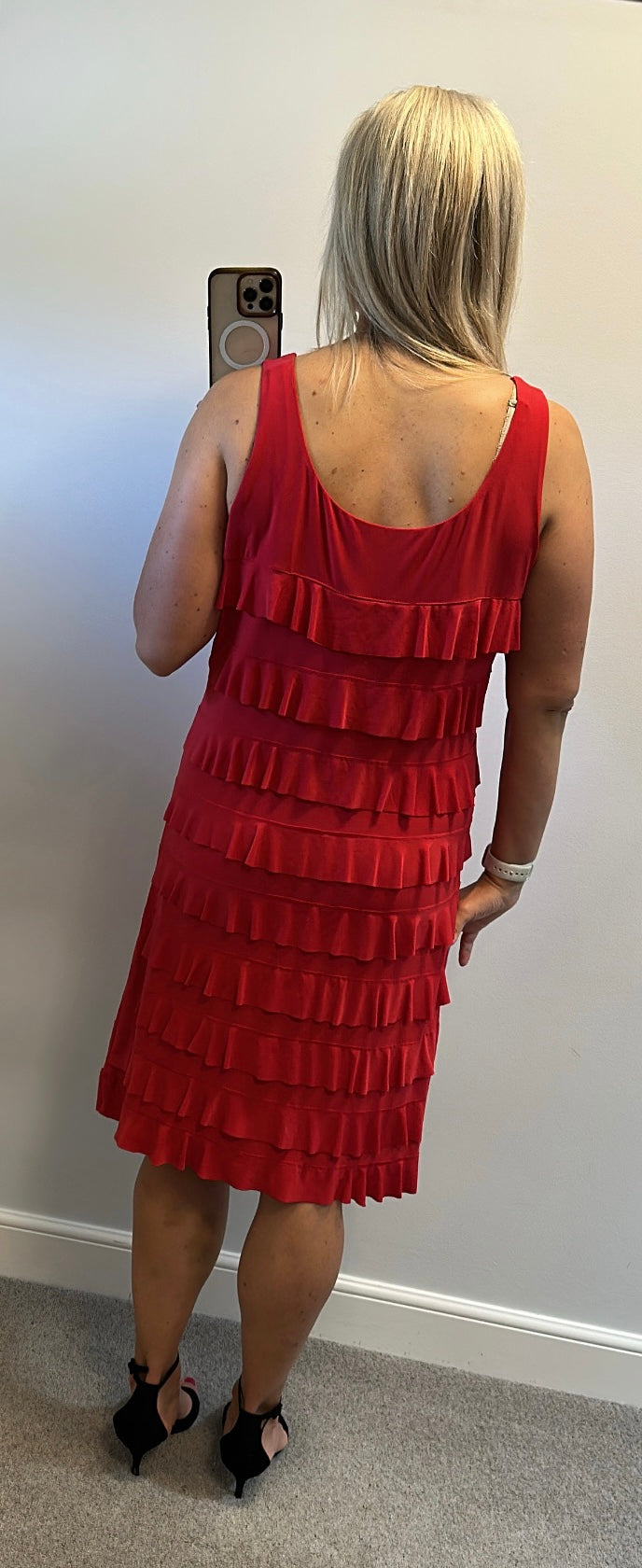 Alparadise red embellished ruffle dress size XL would fit upto size 18