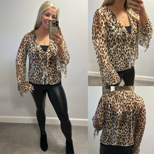 F&F animal print sheer ruffle top size 20 brand new with tags