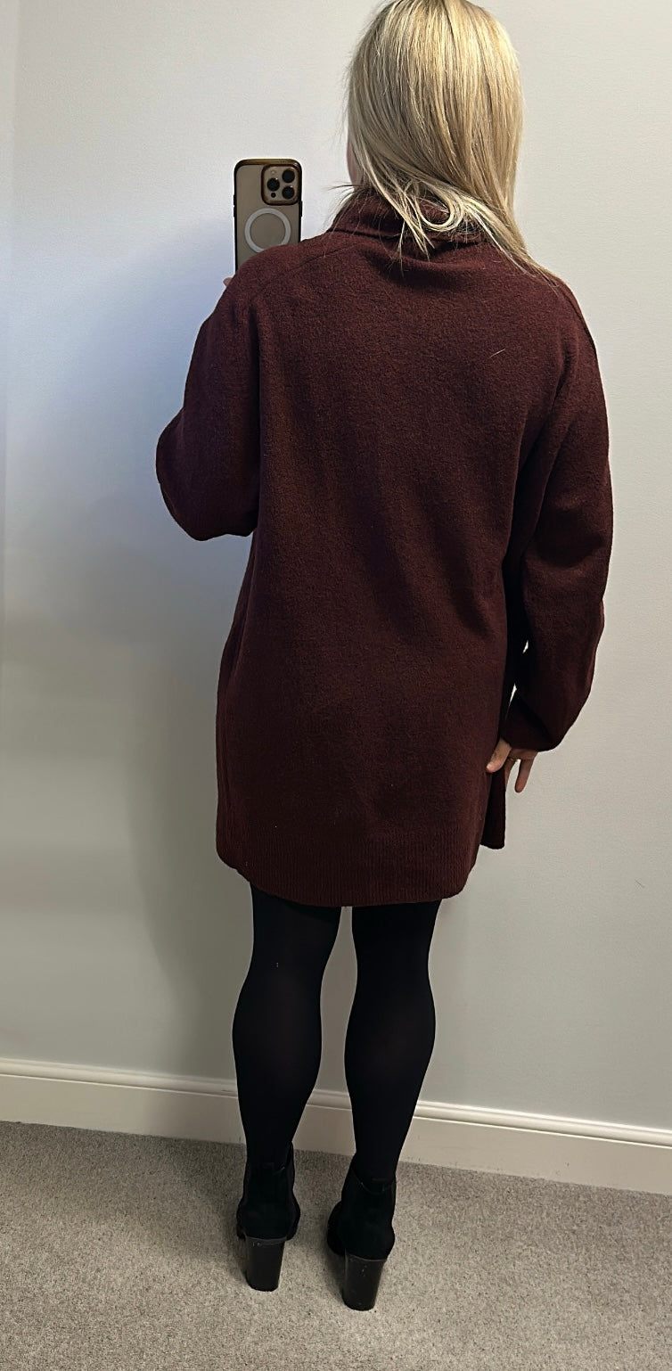 F&F burgundy knitted dress size L fitting upto size 18