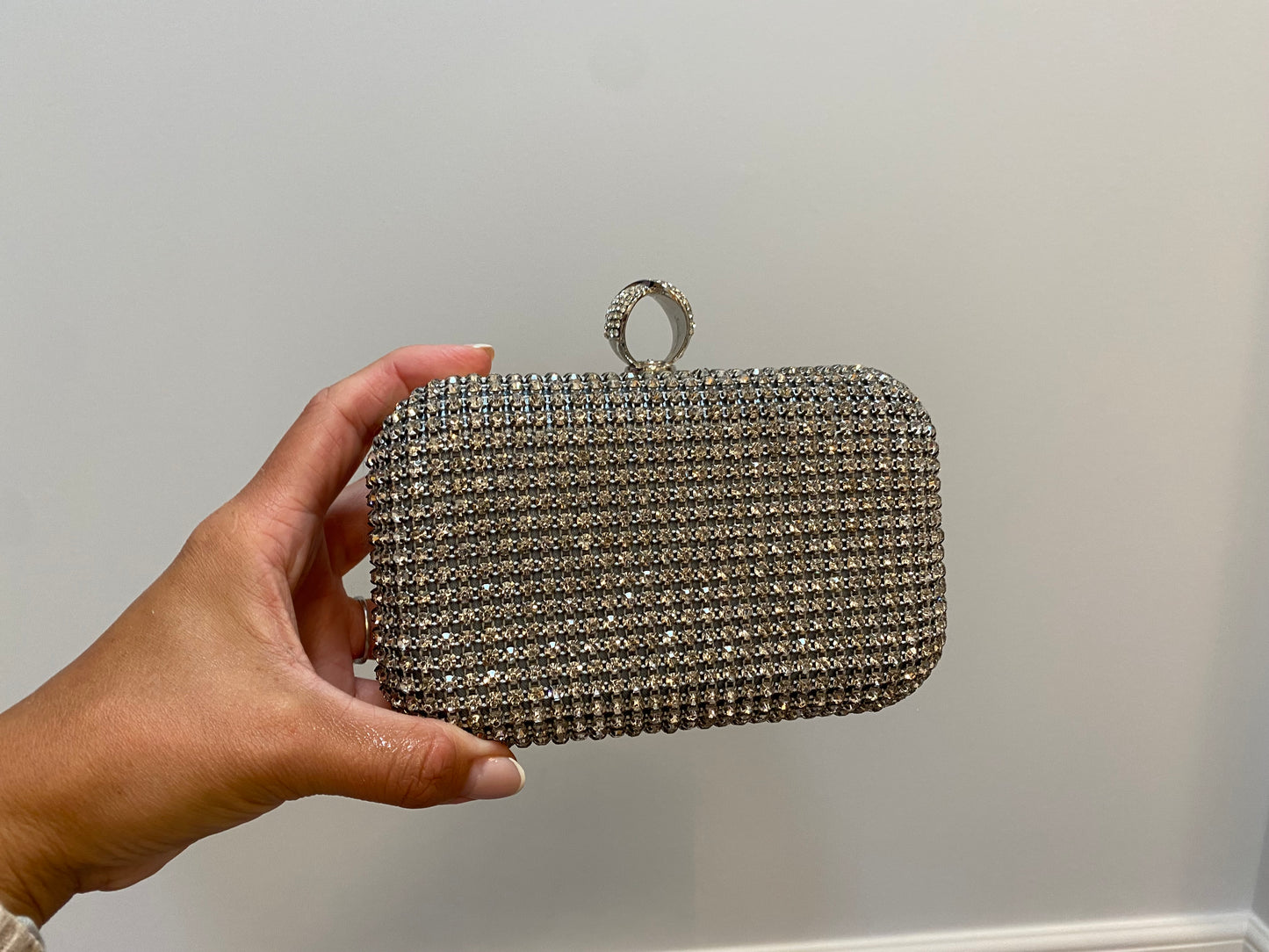 Diamanté clutch bag with strap
