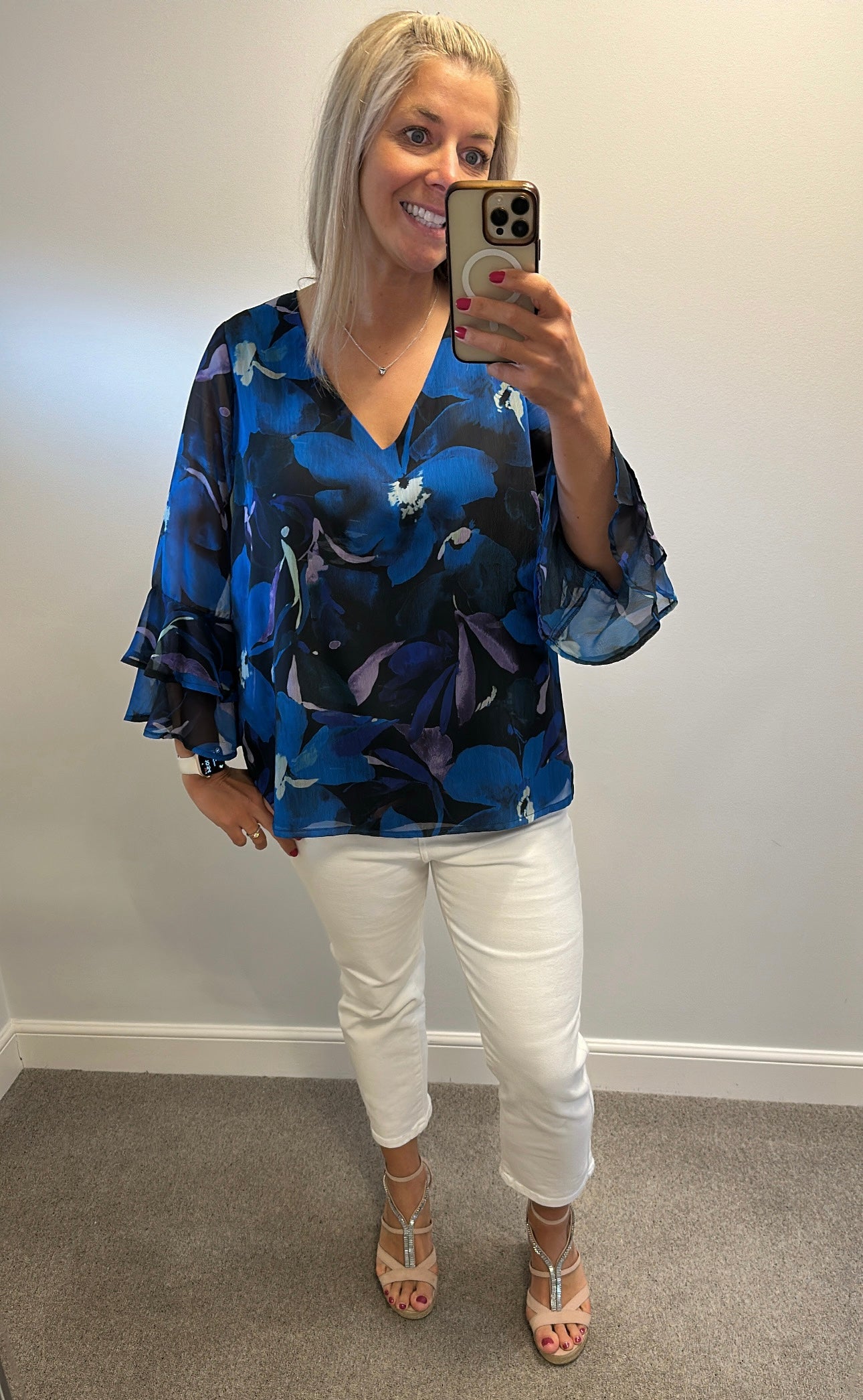 Wallis blue floral top size 18