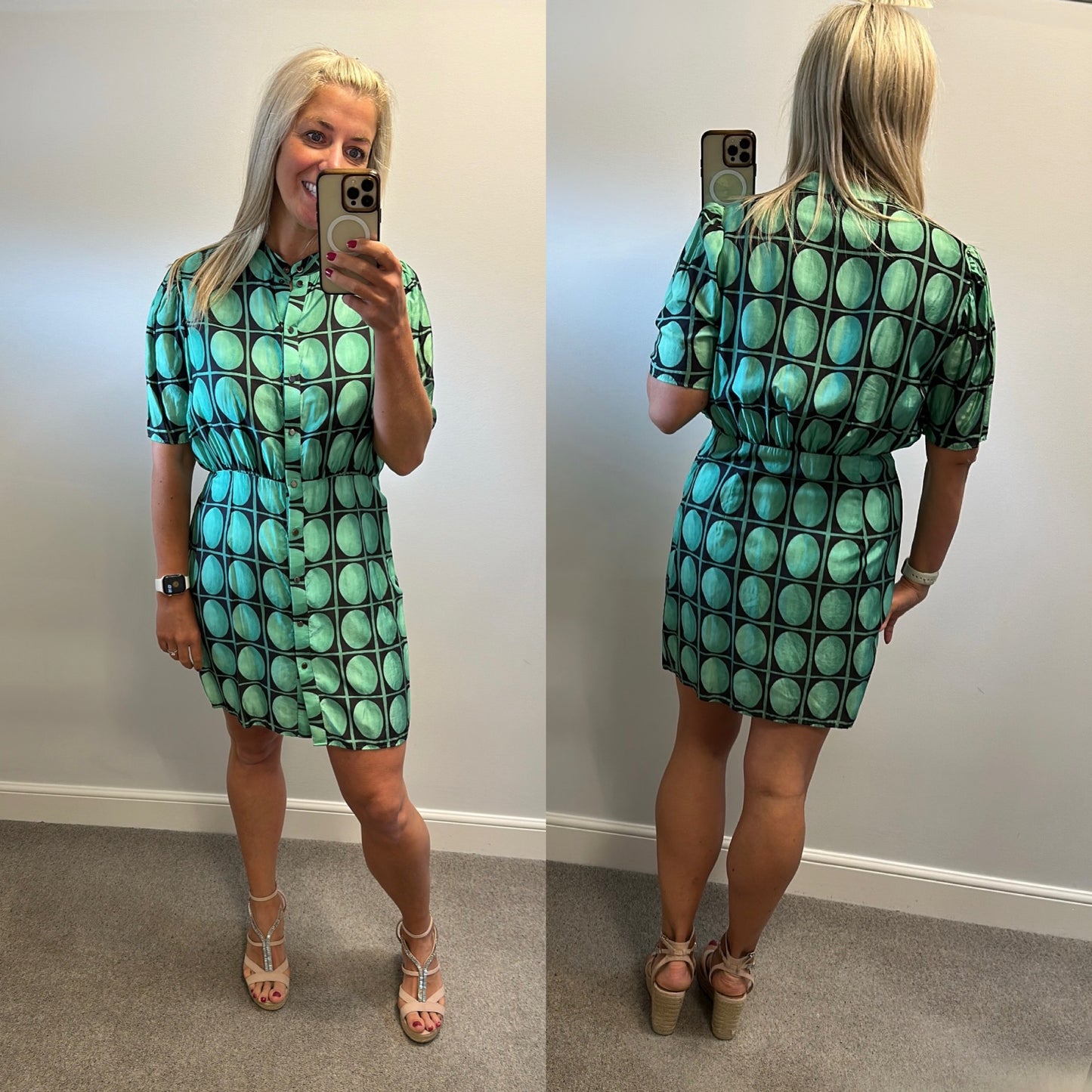 Zara green print dress size L would fit upto size 14
