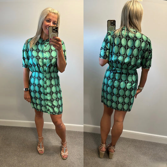 Zara green print dress size L would fit upto size 14