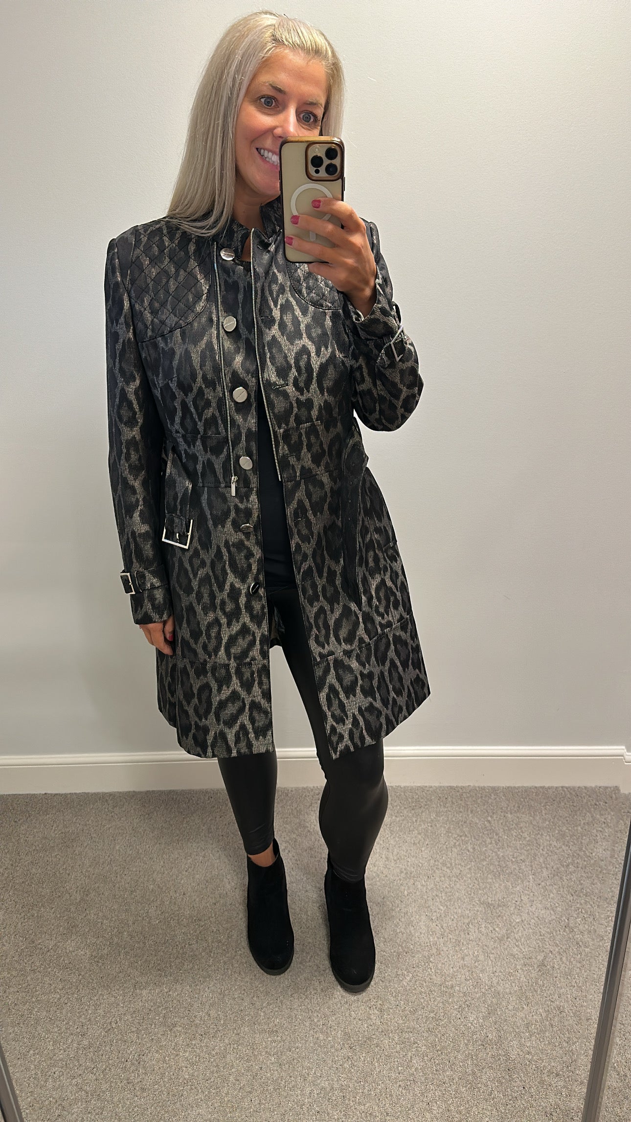 Karen Millen animal print belted coat size 16