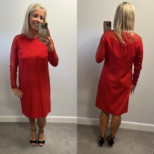 RIANI red lace dress size 16