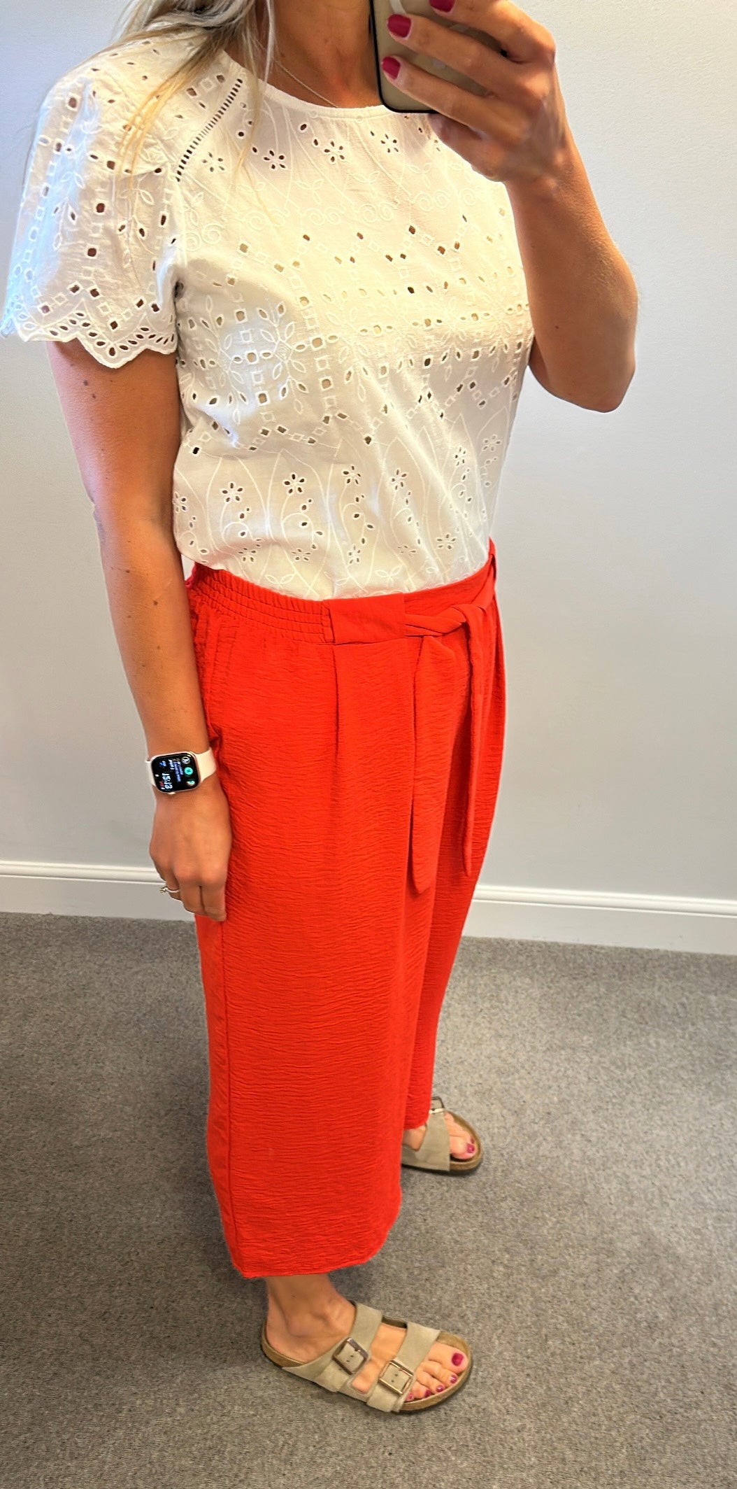M&Co orange lightweight crop trousers size 16