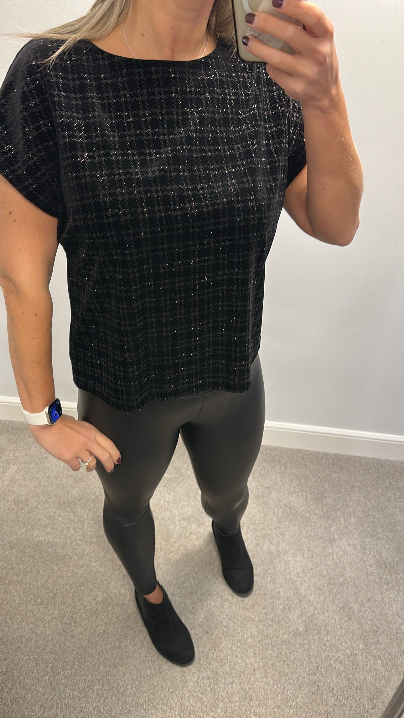 Next black velvet shimmer top size 16 petite