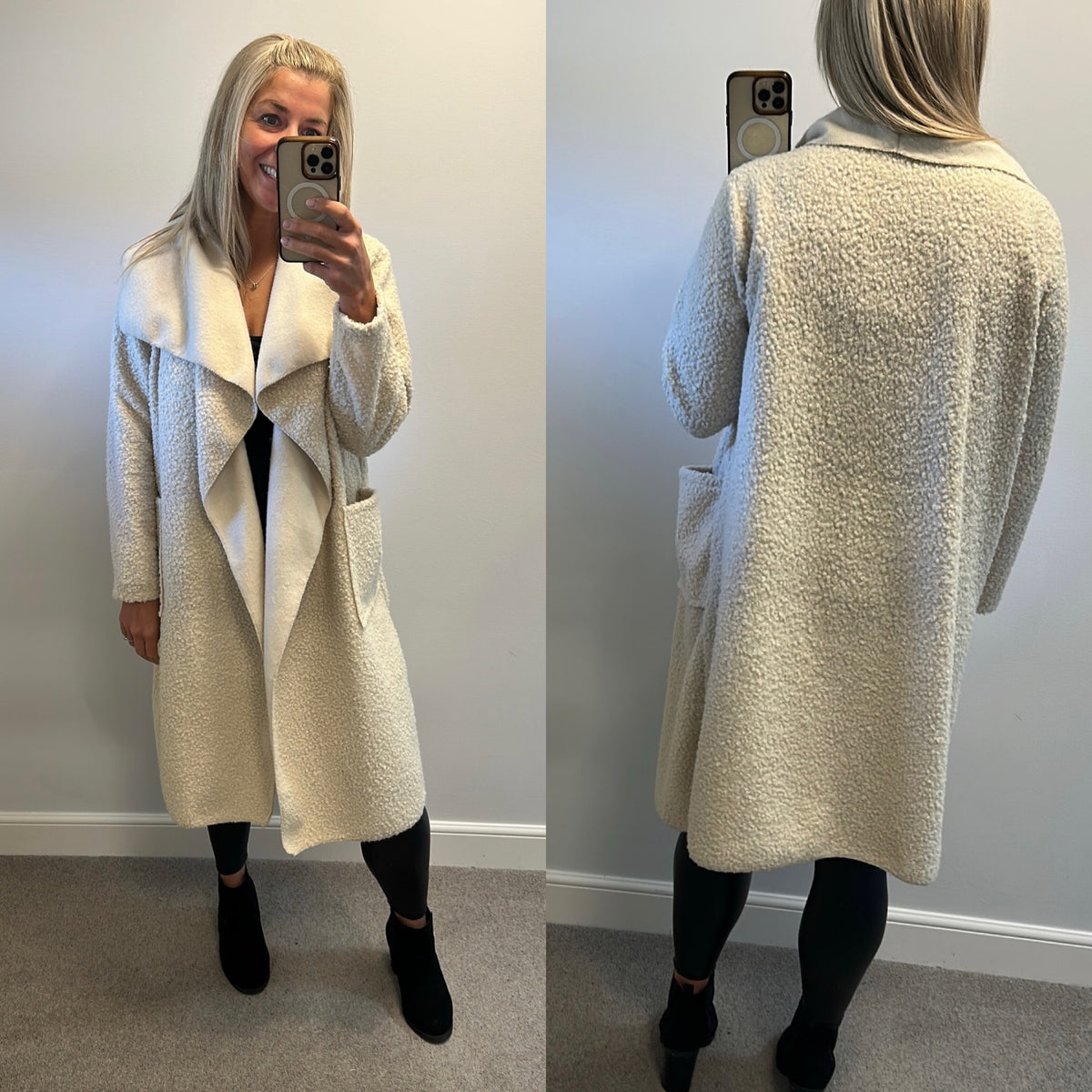 Glossy made in Italy Cream Teddy bouchle cardigan one size would fit upto size 16