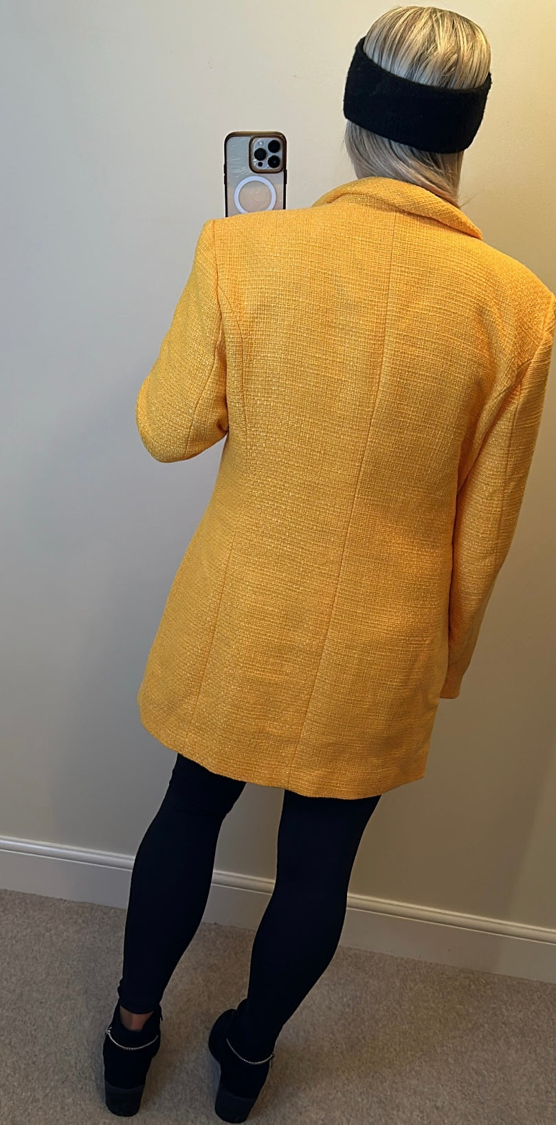 River island yellow / mustard colour blazer jacket size 16