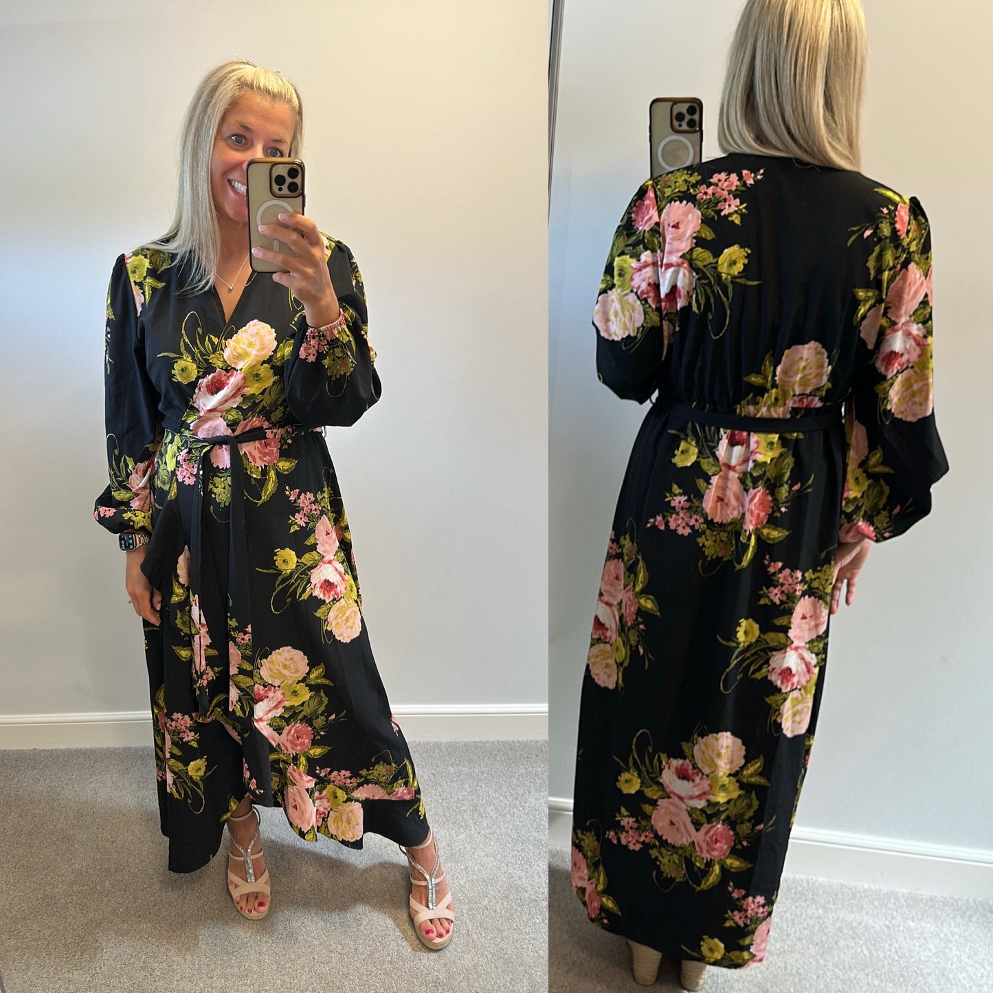 Girl in mind black floral dress size 18