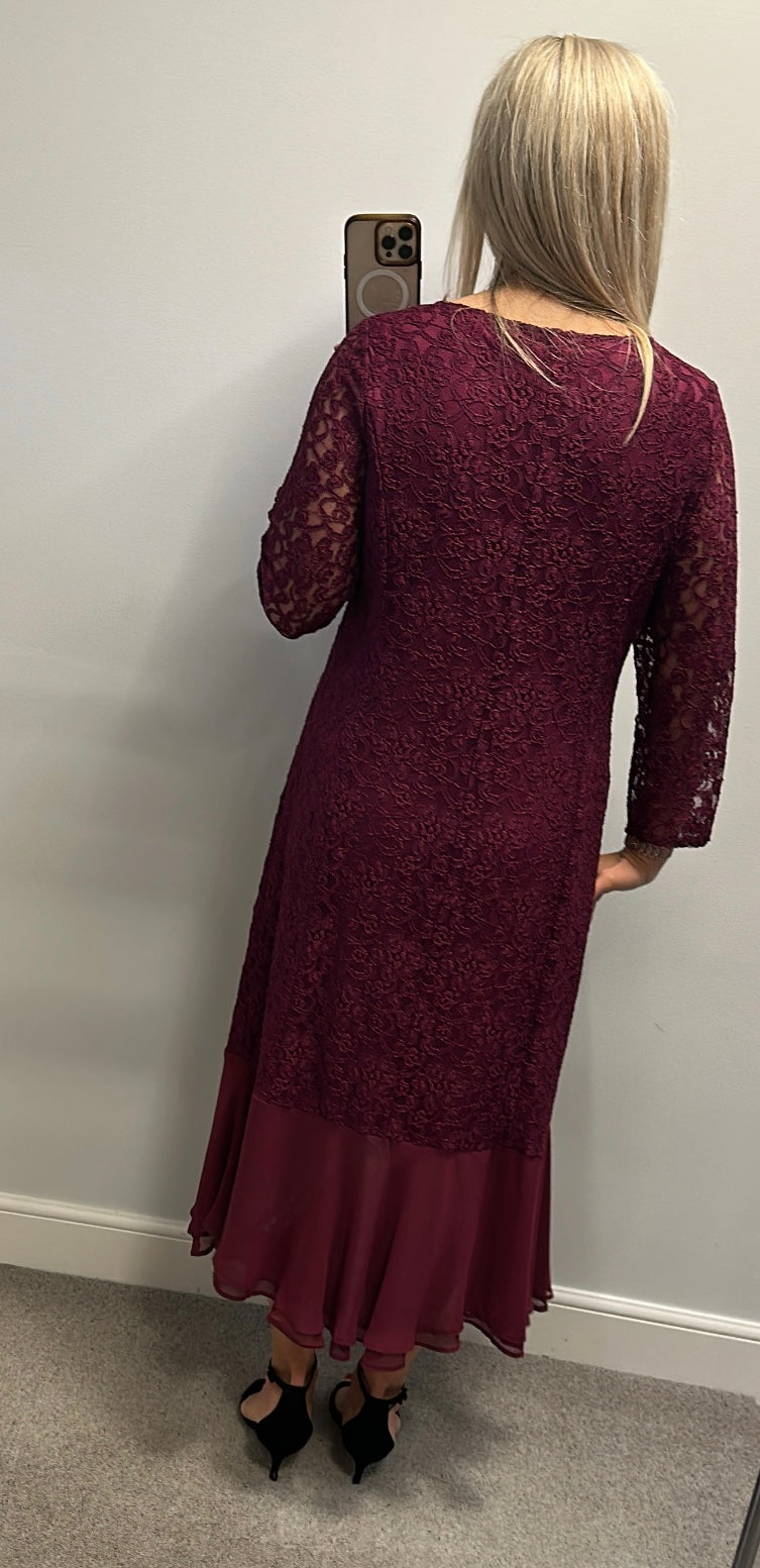 Joanna Hope burgundy lace dress size 18
