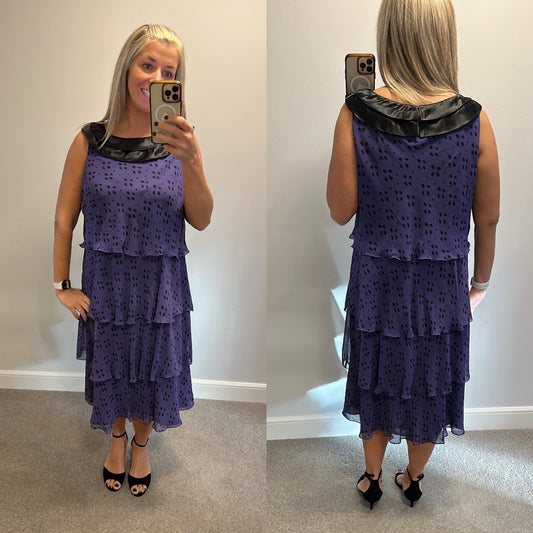 Jacques vert purple and black tiered dress size 18
