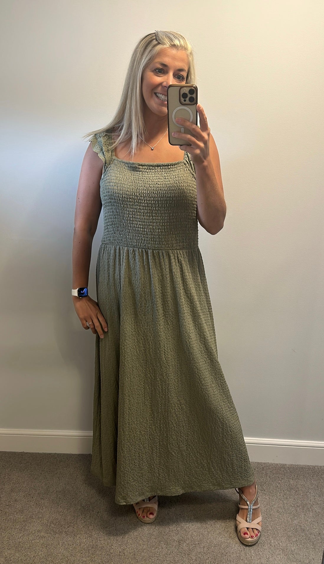 M&S collection khaki green dress size 14