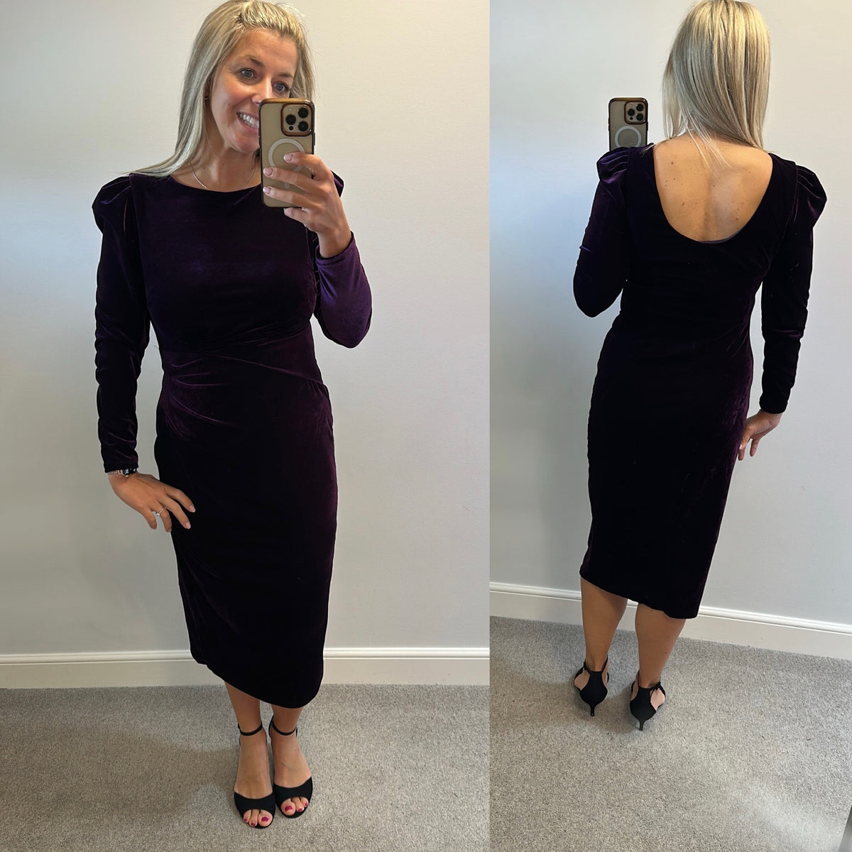 Monsoon purple velvet dress size 14