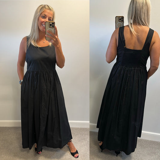 Next black long maxi dress with pockets size 16
