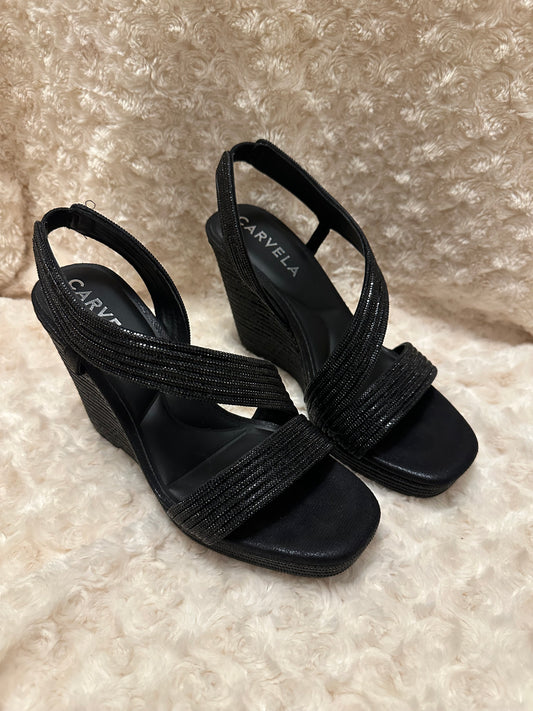 Carvela black sparkly wedges size UK 6