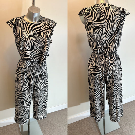 AX Paris black and white print jumpsuit size 10