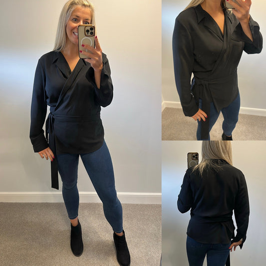Next black wrap top size 18