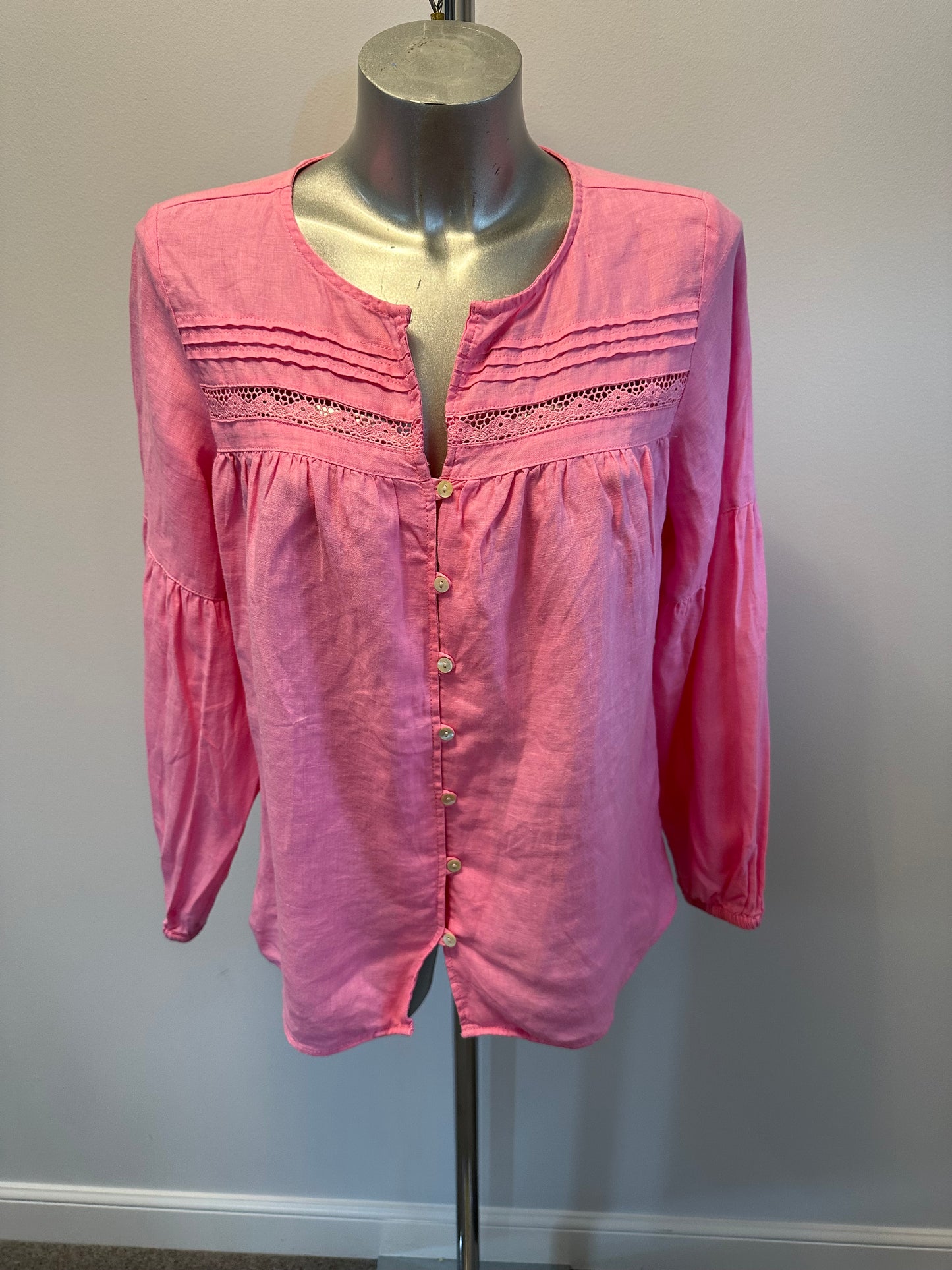 Pure linen pink shirt size 10