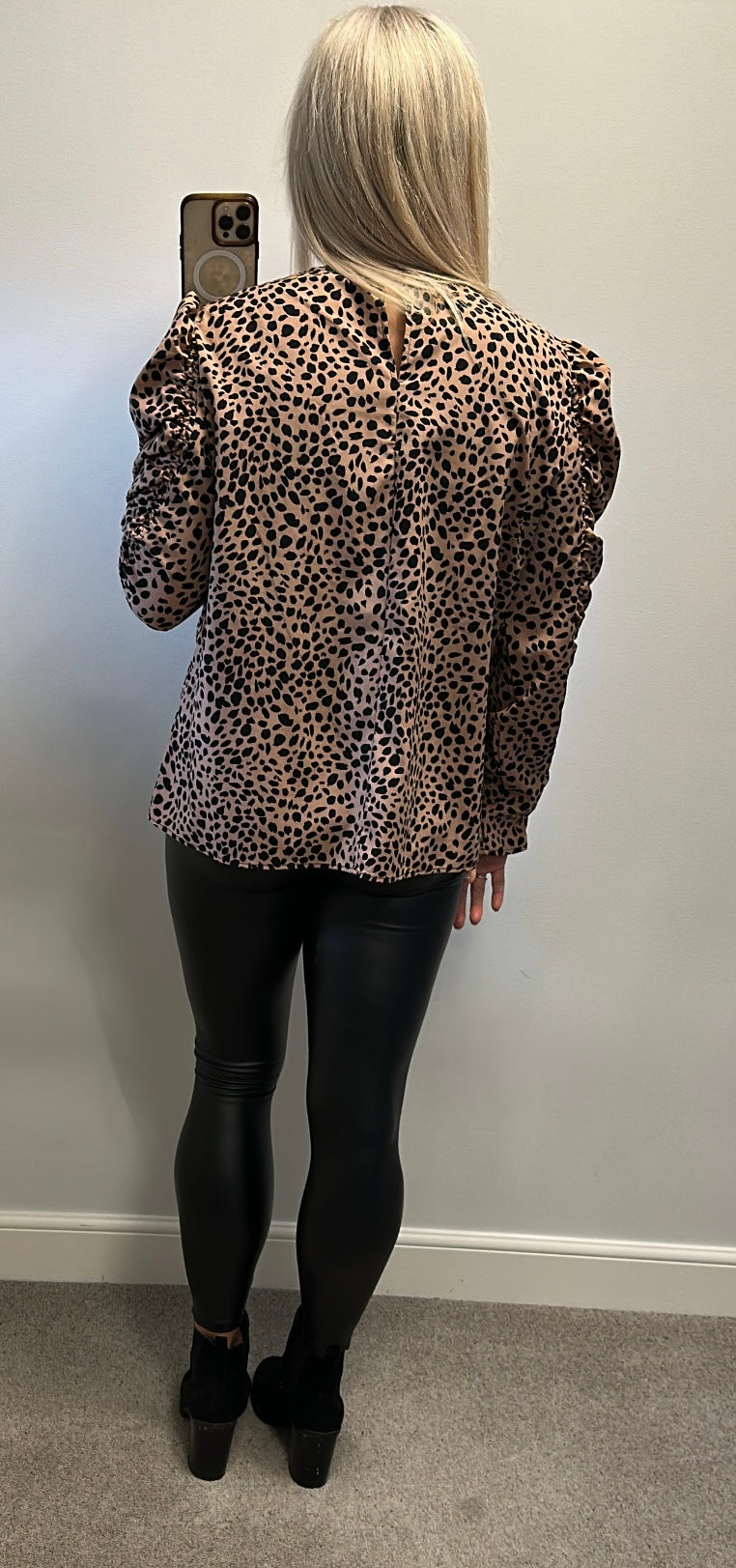 AX Paris beige and black print top size 14