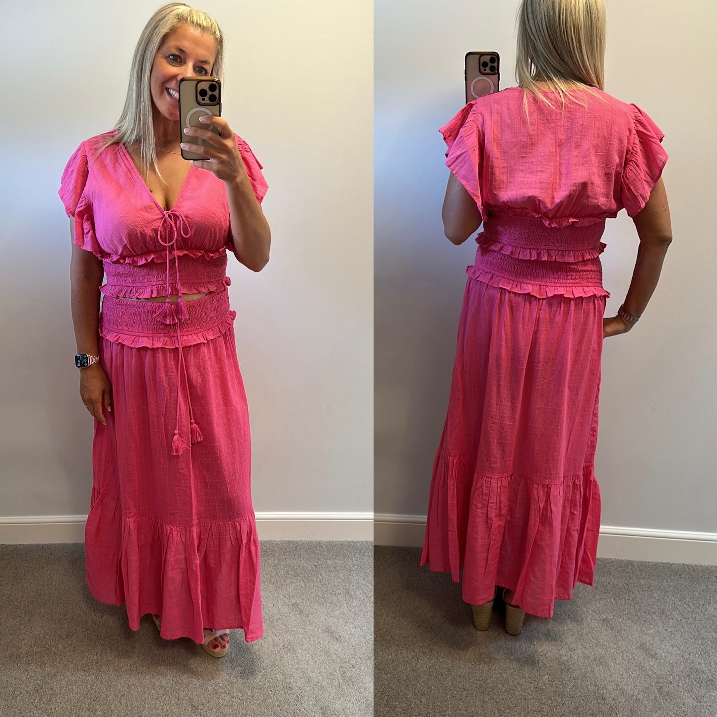 F&F pink top and skirt 2 piece outfit size L would fit upto size 14