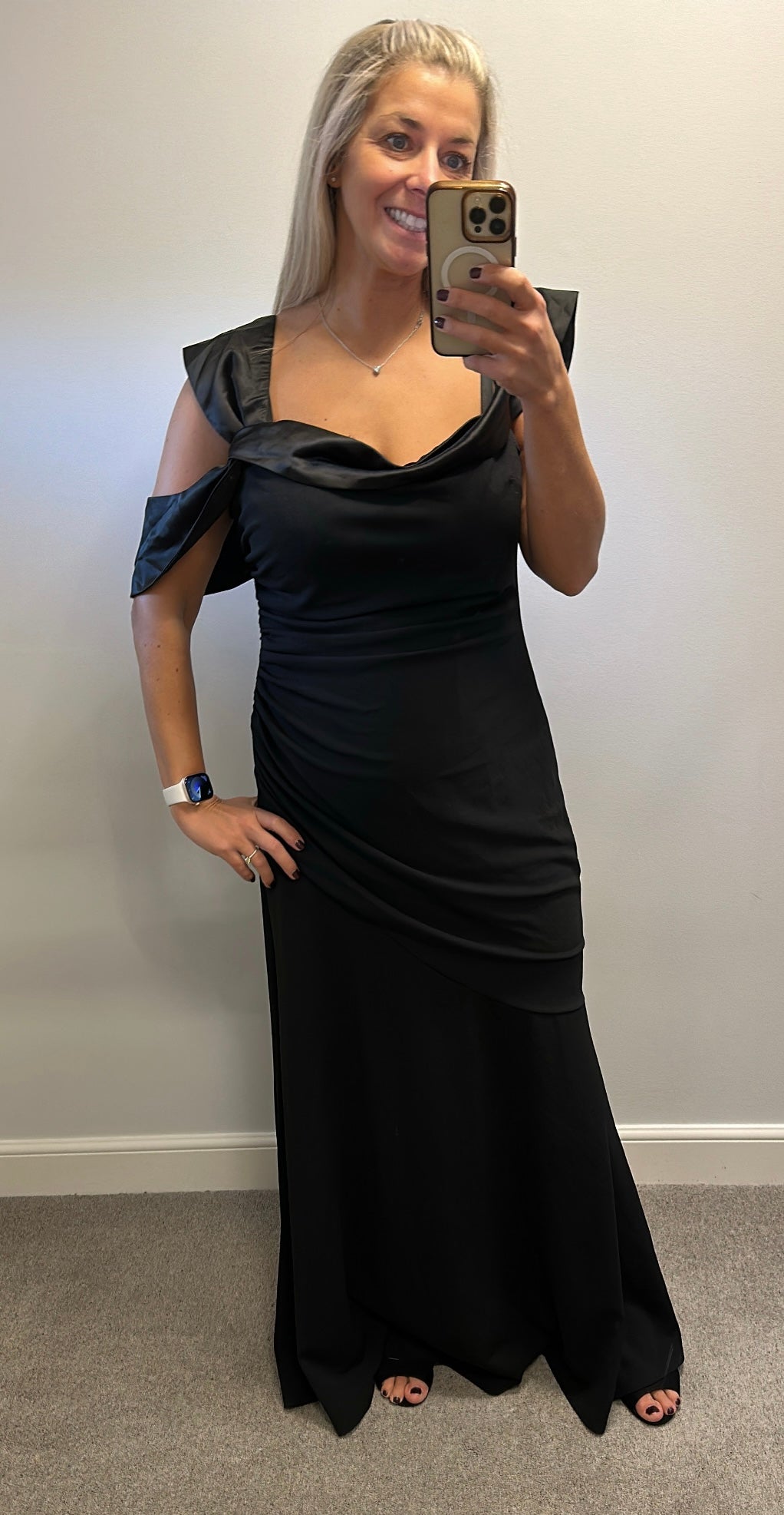 Goddiva Long black evening dress size 20