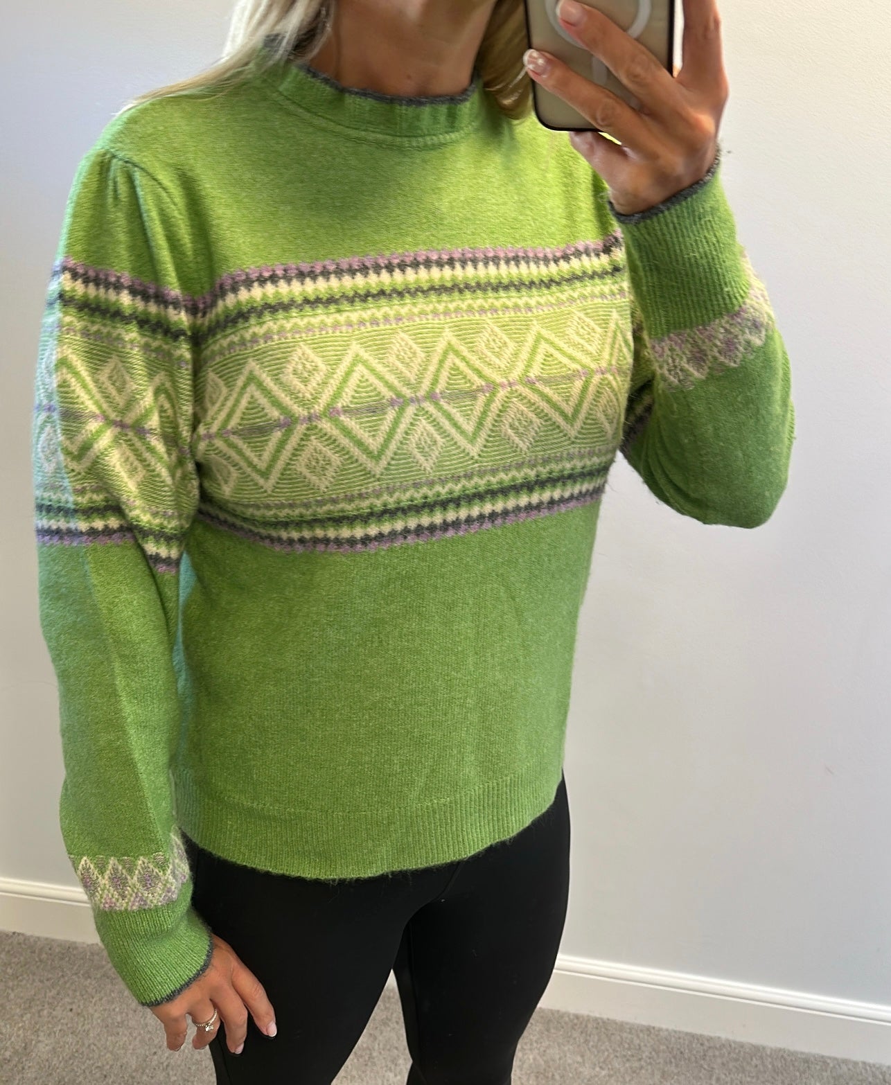Monsoon green knit jumper size M would fit upto size 14