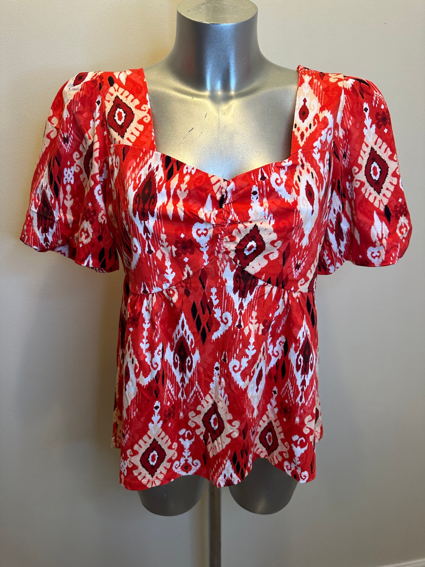 Monsoon red multi print top size 12