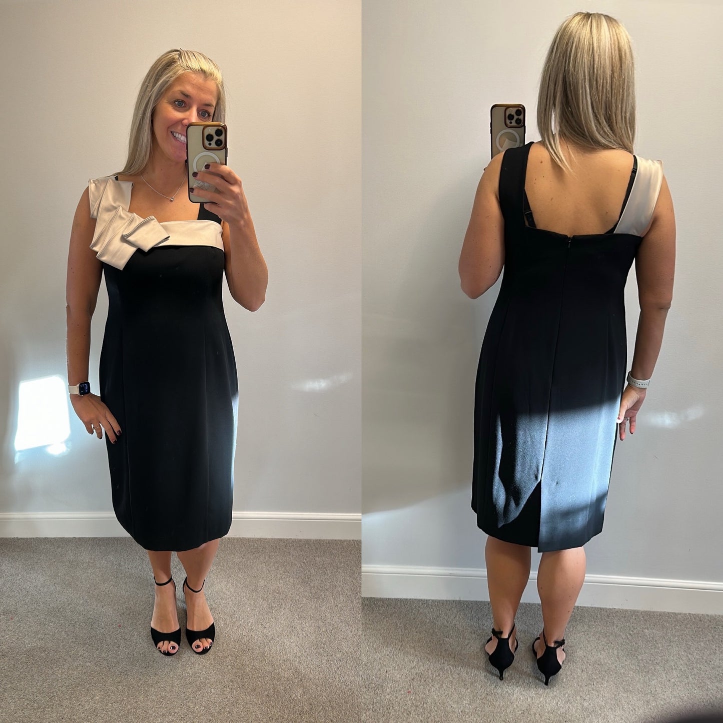 Planet black and gold trim dress size 16