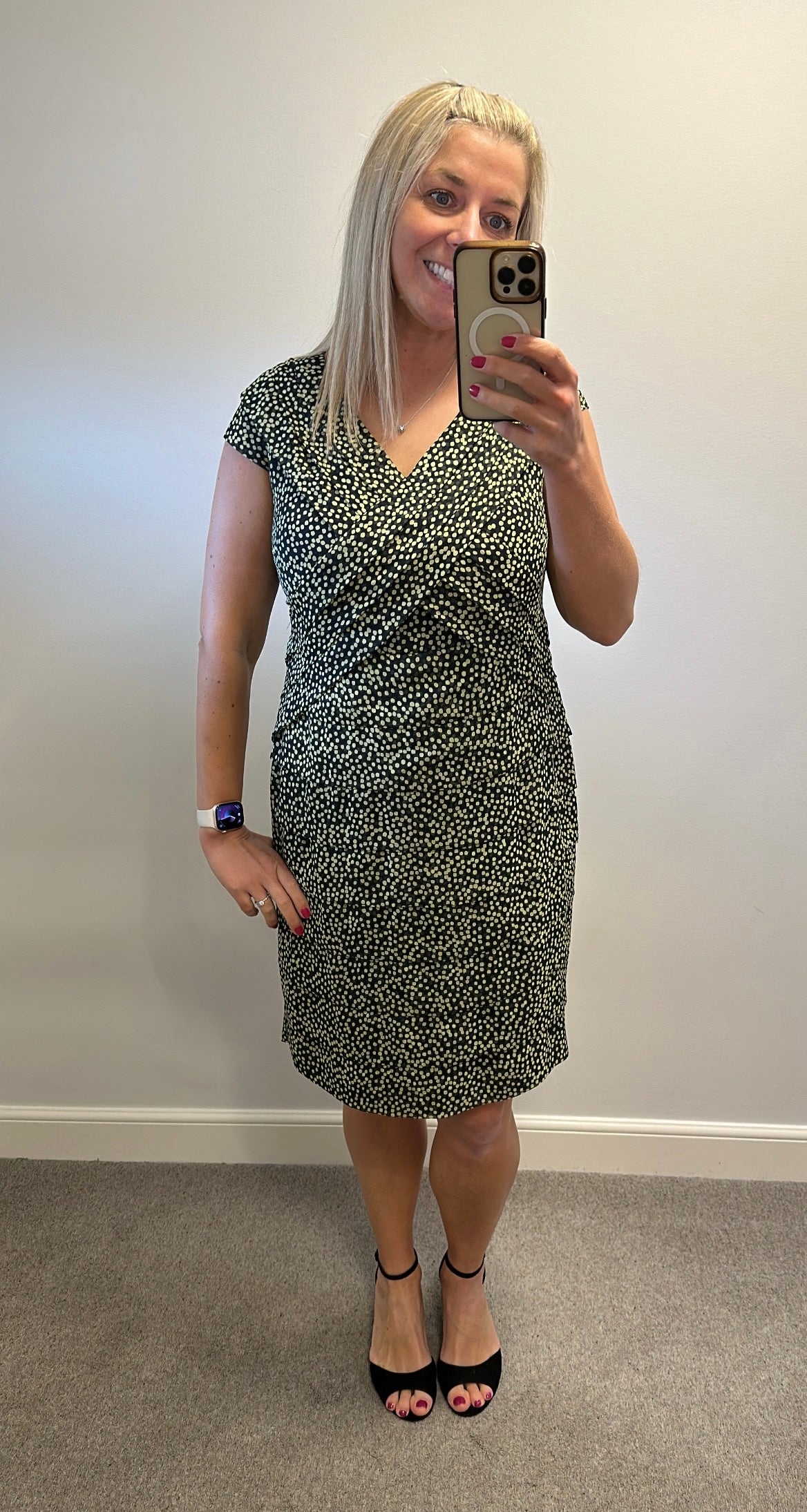 Jacques vert lime green and black polka dot dress and jacket size 14