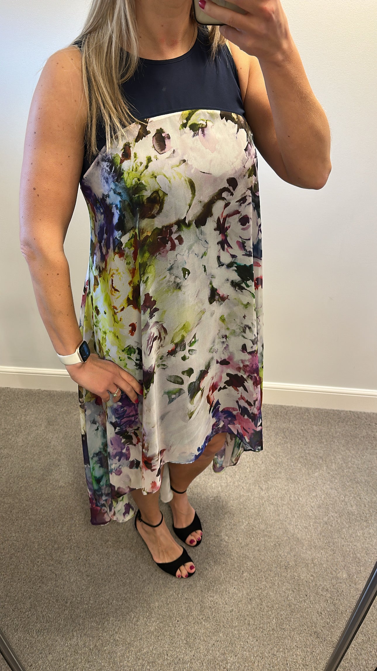 Coast Navy floral floaty dress size 14