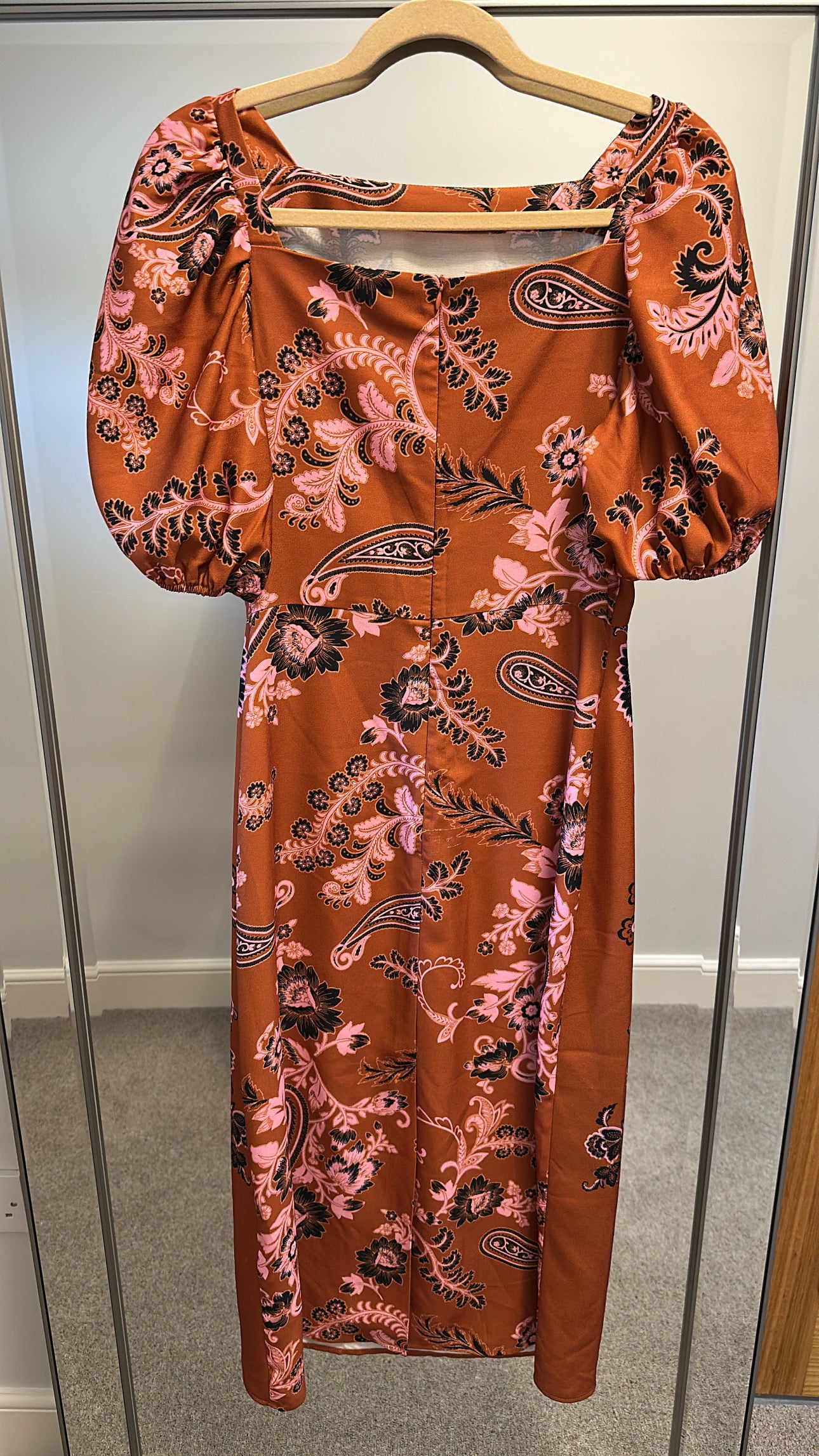 Oasis brown and pink midi dress size 10