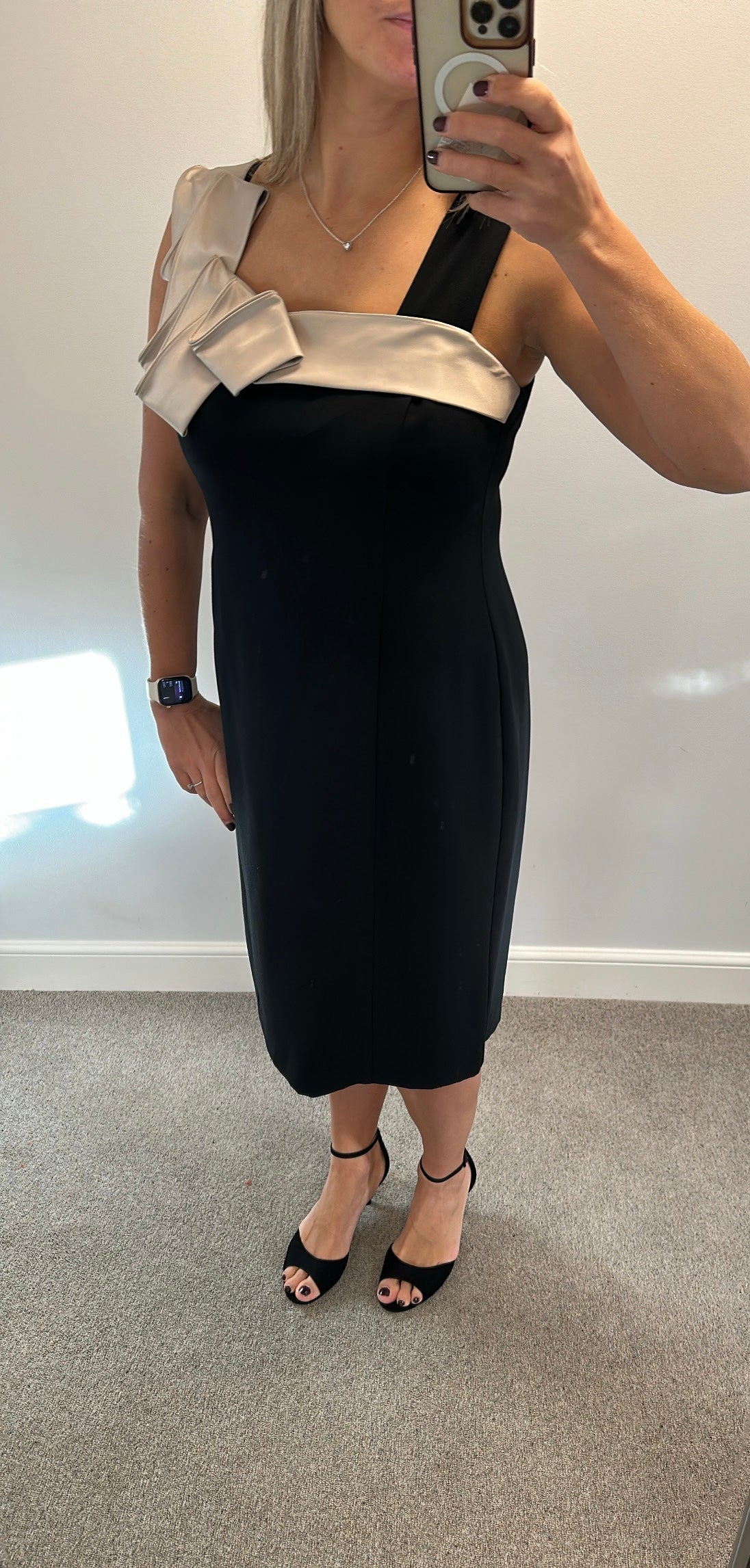 Planet black and gold trim dress size 16