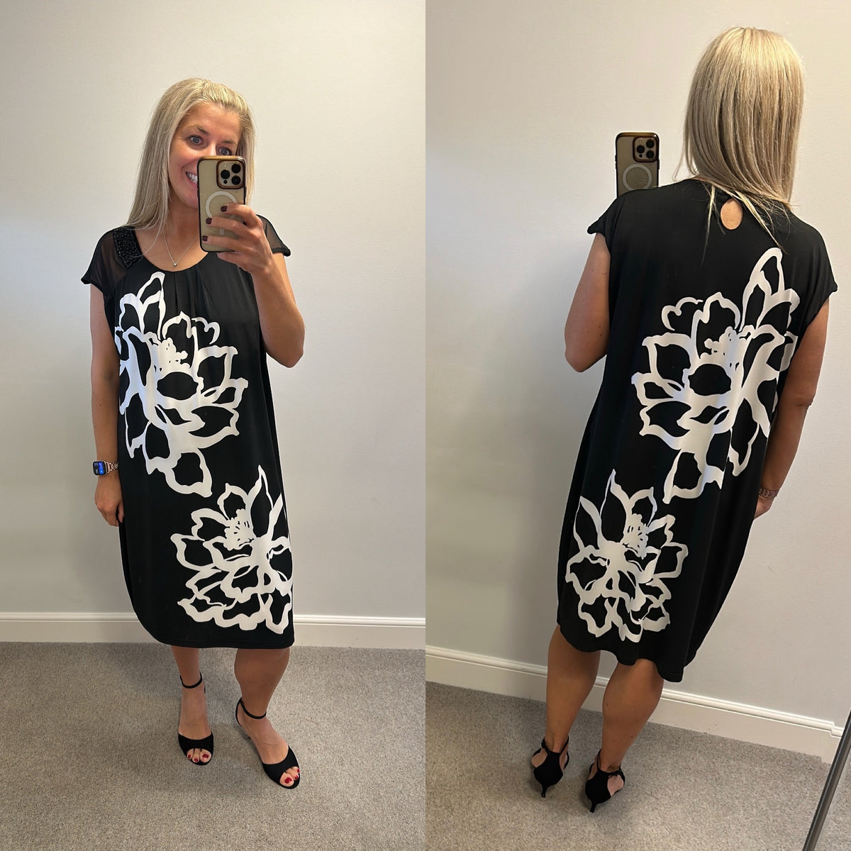 Klass black floral dress size 22