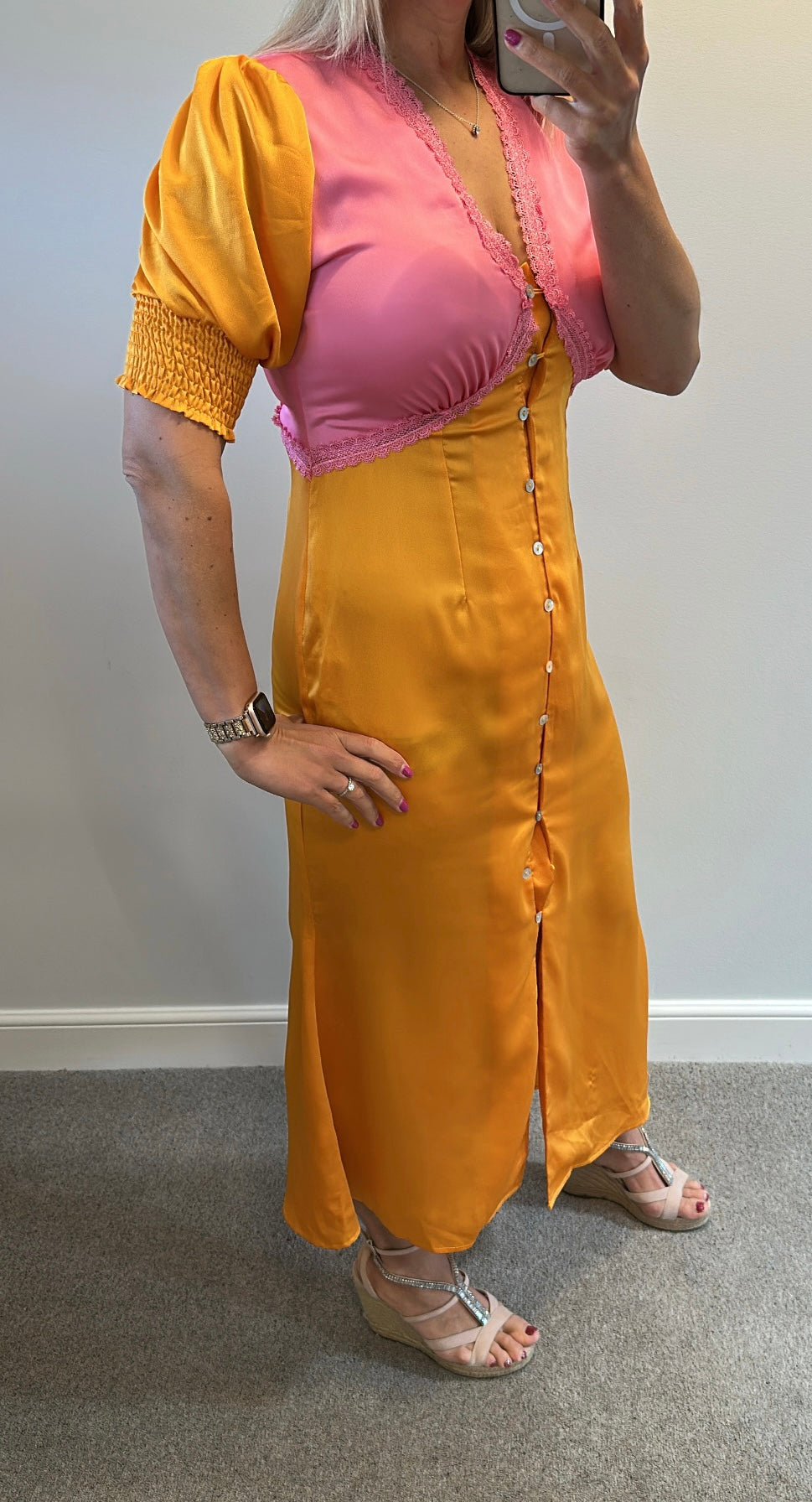 Never fully dressed pink and orange dress size 12