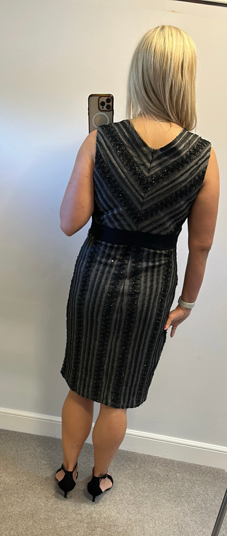 Frank Lyman black and grey embellished dress with bolero size 12