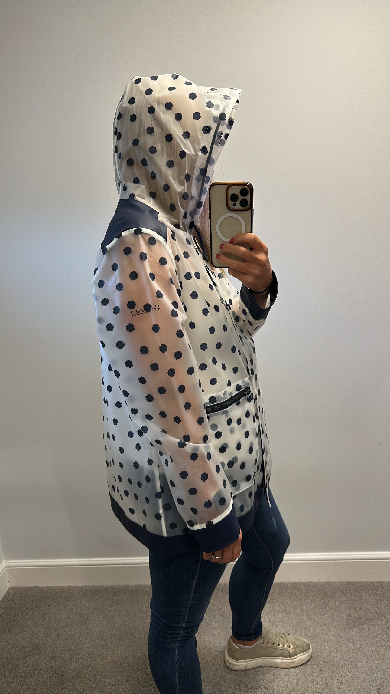 Trespass polka dot waterproof raincoat size 14