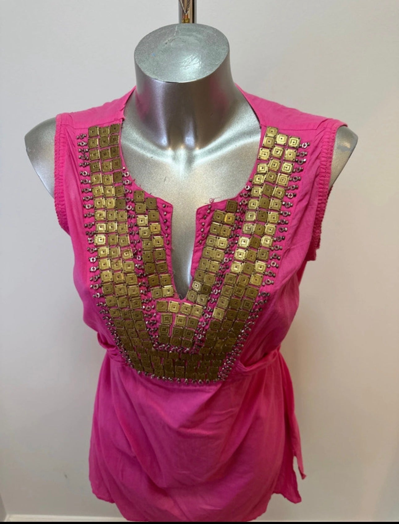 Zara pink and gold sequin summer top size L