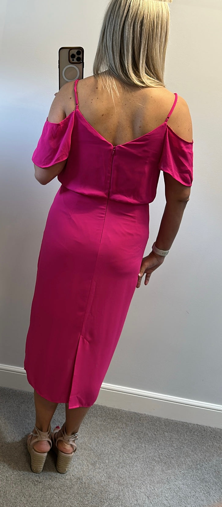 Oasis pink midi dress size 12