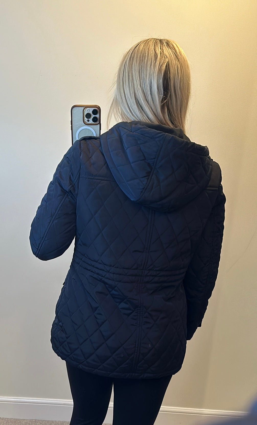 Michael Kors navy quilted jacket size M fit upto small size 14