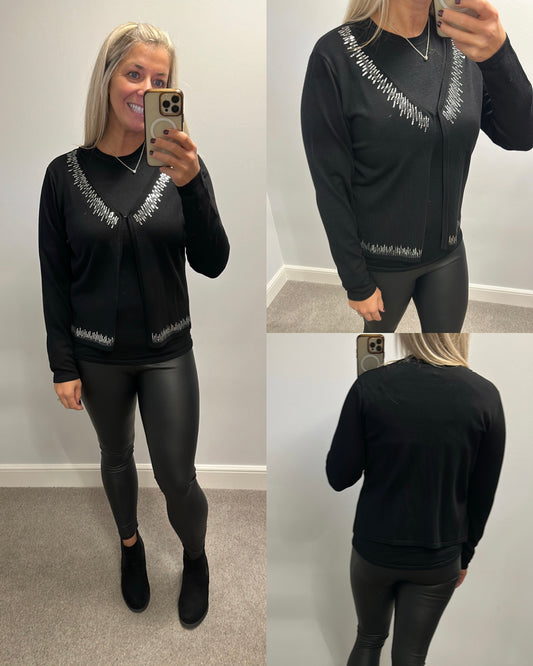 Bon marche black sequin cardigan brand new with tags fitting size M fitting size 10-14